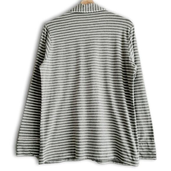 J. CREW | Button Down Long Sleeve Pajama Top Grey & White Stripe Sleepwear Sz M - Picture 7 of 12